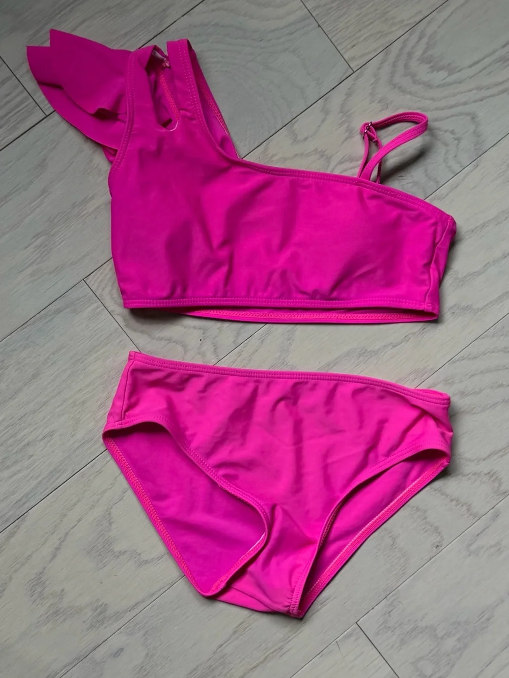 Girls One-Shoulder Hot Pink Bikini - Stylish Swim Set